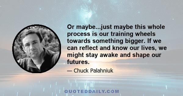 Or maybe...just maybe this whole process is our training wheels towards something bigger. If we can reflect and know our lives, we might stay awake and shape our futures.