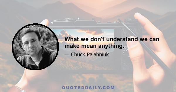 What we don't understand we can make mean anything.