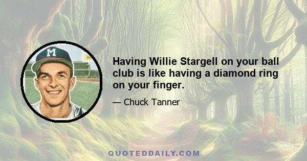 Having Willie Stargell on your ball club is like having a diamond ring on your finger.