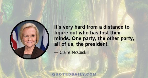 It's very hard from a distance to figure out who has lost their minds. One party, the other party, all of us, the president.