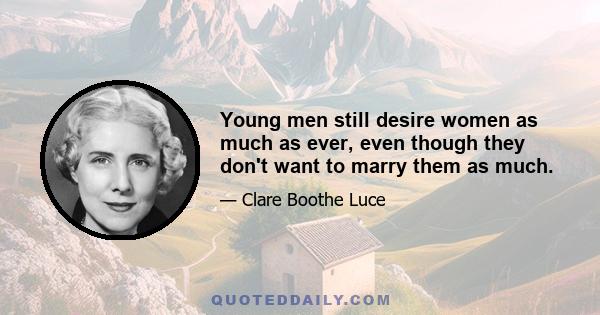 Young men still desire women as much as ever, even though they don't want to marry them as much.