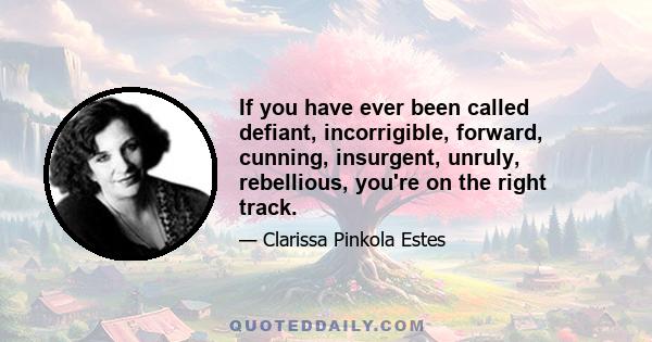 If you have ever been called defiant, incorrigible, forward, cunning, insurgent, unruly, rebellious, you're on the right track.