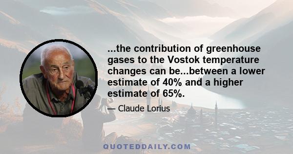 ...the contribution of greenhouse gases to the Vostok temperature changes can be...between a lower estimate of 40% and a higher estimate of 65%.