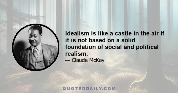 Idealism is like a castle in the air if it is not based on a solid foundation of social and political realism.