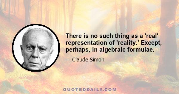 There is no such thing as a 'real' representation of 'reality.' Except, perhaps, in algebraic formulae.