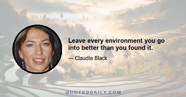 Leave every environment you go into better than you found it.