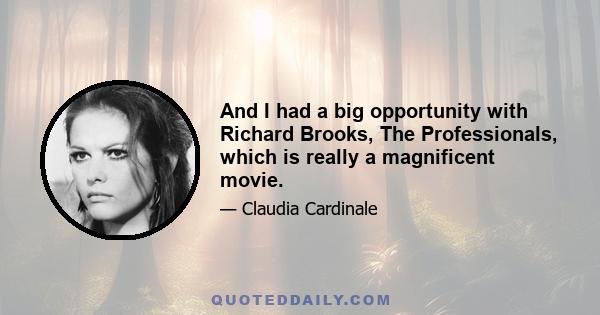 And I had a big opportunity with Richard Brooks, The Professionals, which is really a magnificent movie.