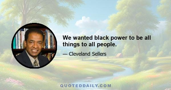 We wanted black power to be all things to all people.