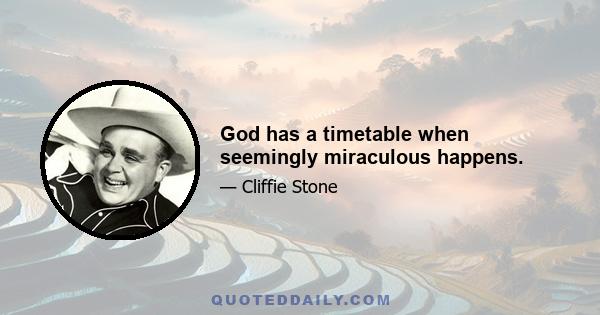 God has a timetable when seemingly miraculous happens.