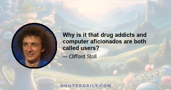 Why is it that drug addicts and computer aficionados are both called users?