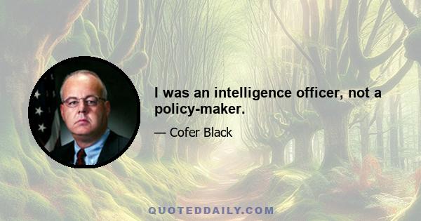 I was an intelligence officer, not a policy-maker.