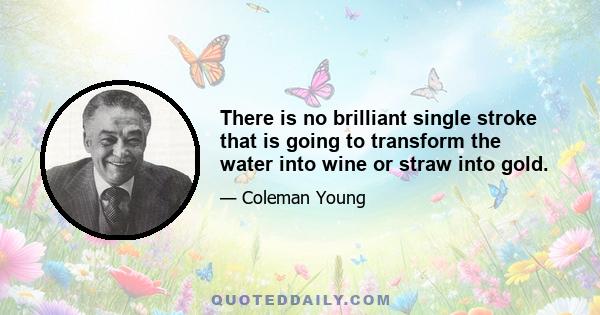 There is no brilliant single stroke that is going to transform the water into wine or straw into gold.