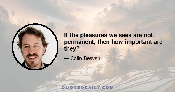 If the pleasures we seek are not permanent, then how important are they?