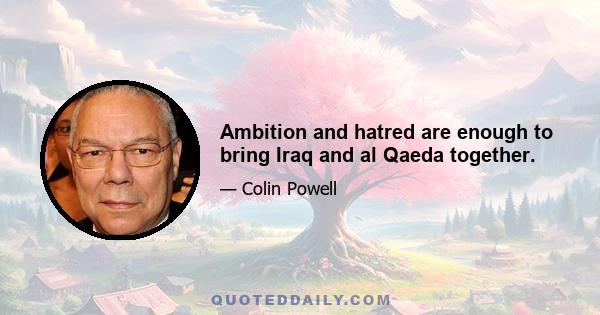 Ambition and hatred are enough to bring Iraq and al Qaeda together.