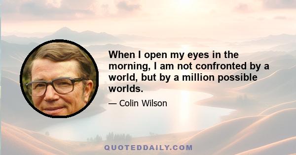 When I open my eyes in the morning, I am not confronted by a world, but by a million possible worlds.