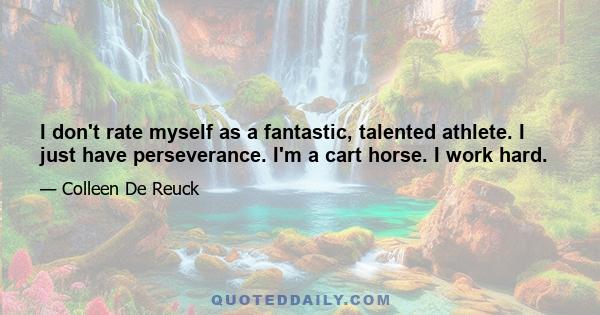 I don't rate myself as a fantastic, talented athlete. I just have perseverance. I'm a cart horse. I work hard.