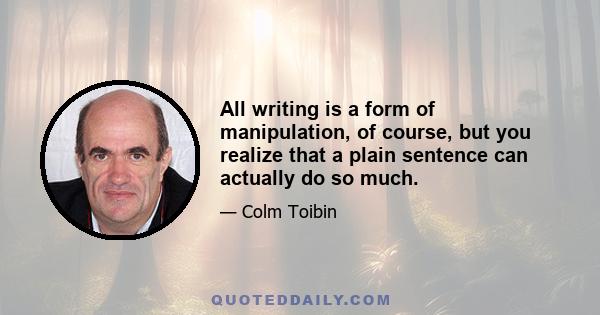 All writing is a form of manipulation, of course, but you realize that a plain sentence can actually do so much.