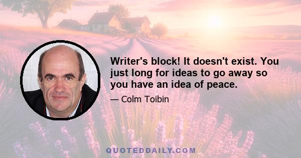 Writer's block! It doesn't exist. You just long for ideas to go away so you have an idea of peace.