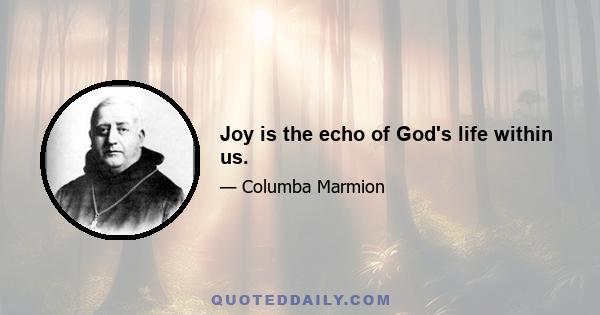 Joy is the echo of God's life within us.