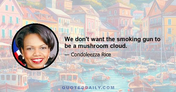 We don't want the smoking gun to be a mushroom cloud.