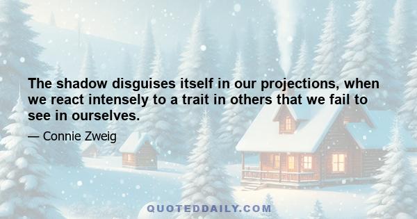 The shadow disguises itself in our projections, when we react intensely to a trait in others that we fail to see in ourselves.