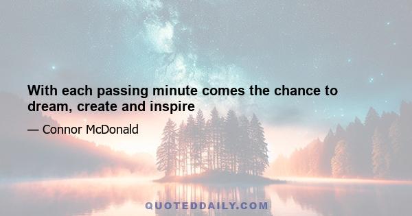 With each passing minute comes the chance to dream, create and inspire