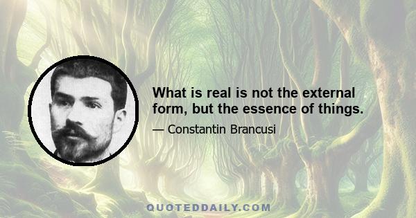 What is real is not the external form, but the essence of things.