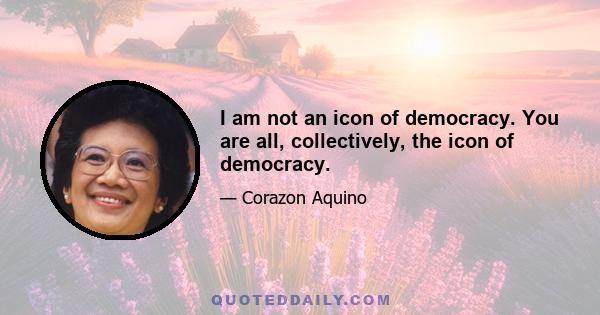 I am not an icon of democracy. You are all, collectively, the icon of democracy.