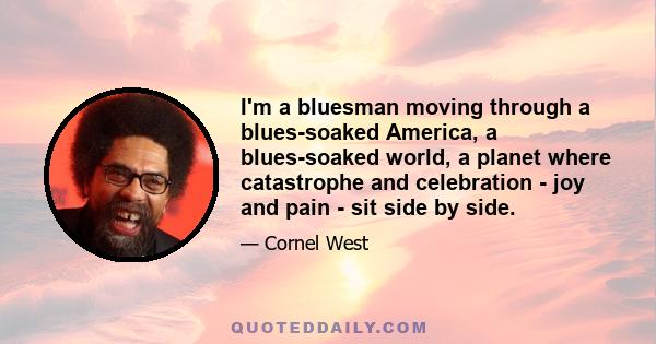 I'm a bluesman moving through a blues-soaked America, a blues-soaked world, a planet where catastrophe and celebration - joy and pain - sit side by side.