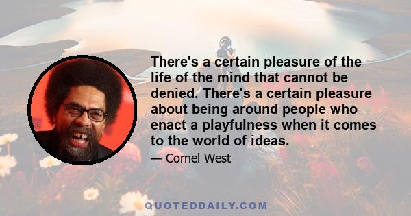 There's a certain pleasure of the life of the mind that cannot be denied. There's a certain pleasure about being around people who enact a playfulness when it comes to the world of ideas.