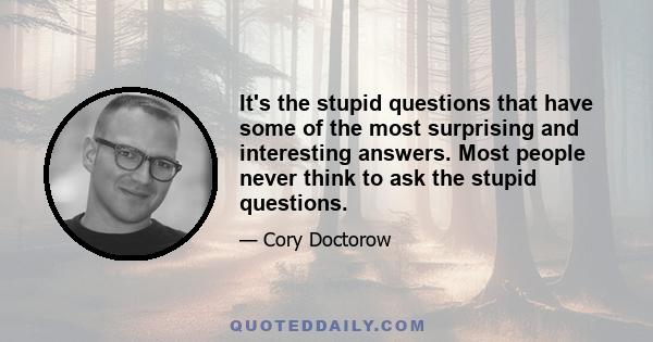 It's the stupid questions that have some of the most surprising and interesting answers. Most people never think to ask the stupid questions.