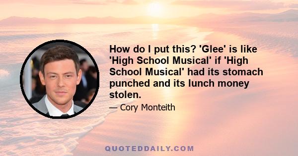 How do I put this? 'Glee' is like 'High School Musical' if 'High School Musical' had its stomach punched and its lunch money stolen.