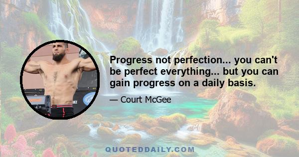 Progress not perfection... you can't be perfect everything... but you can gain progress on a daily basis.