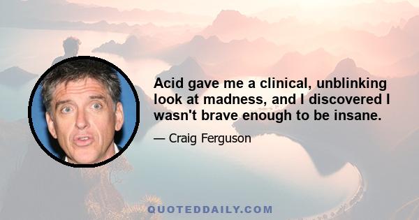 Acid gave me a clinical, unblinking look at madness, and I discovered I wasn't brave enough to be insane.