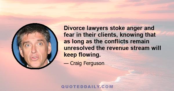 Divorce lawyers stoke anger and fear in their clients, knowing that as long as the conflicts remain unresolved the revenue stream will keep flowing.