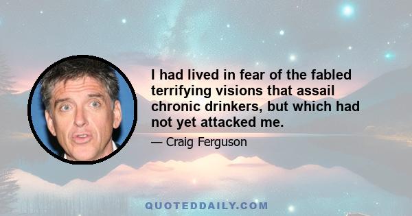 I had lived in fear of the fabled terrifying visions that assail chronic drinkers, but which had not yet attacked me.