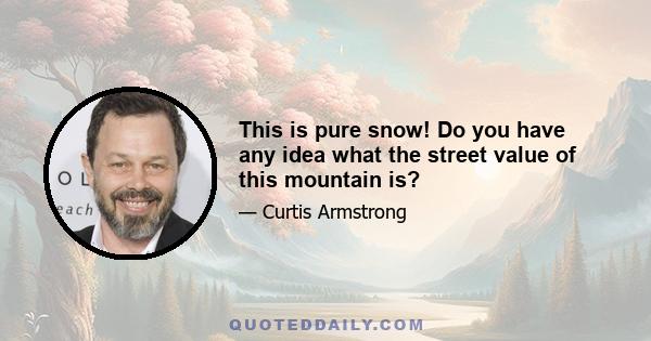 This is pure snow! Do you have any idea what the street value of this mountain is?