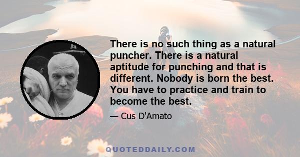 There is no such thing as a natural puncher. There is a natural aptitude for punching and that is different. Nobody is born the best. You have to practice and train to become the best.