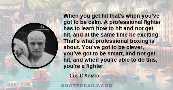 When you get hit that's when you've got to be calm. A professional fighter has to learn how to hit and not get hit, and at the same time be exciting. That's what professional boxing is about. You've got to be clever,