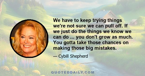 We have to keep trying things we're not sure we can pull off. If we just do the things we know we can do ... you don't grow as much. You gotta take those chances on making those big mistakes.