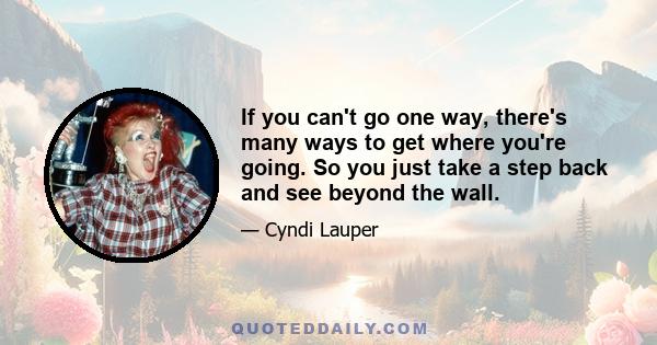 If you can't go one way, there's many ways to get where you're going. So you just take a step back and see beyond the wall.