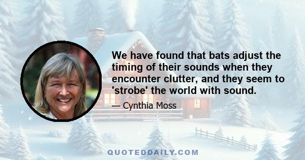 We have found that bats adjust the timing of their sounds when they encounter clutter, and they seem to 'strobe' the world with sound.