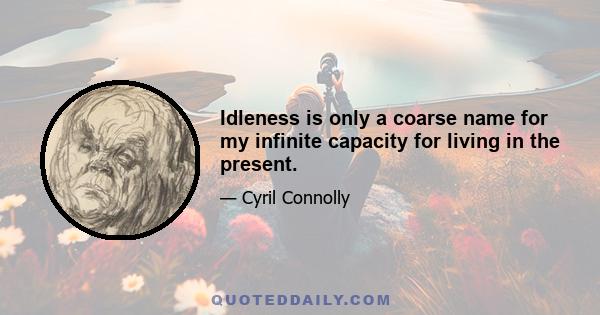 Idleness is only a coarse name for my infinite capacity for living in the present.