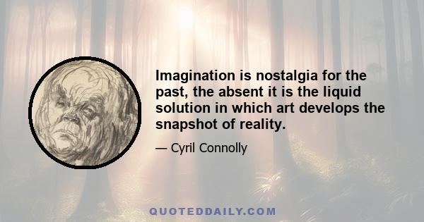 Imagination is nostalgia for the past, the absent it is the liquid solution in which art develops the snapshot of reality.