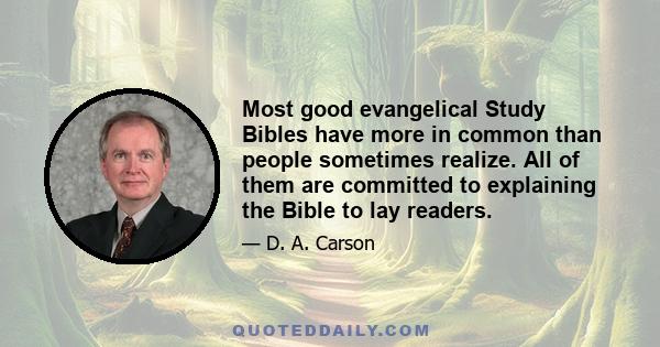 Most good evangelical Study Bibles have more in common than people sometimes realize. All of them are committed to explaining the Bible to lay readers.