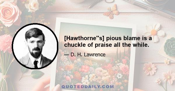 [Hawthorne''s] pious blame is a chuckle of praise all the while.