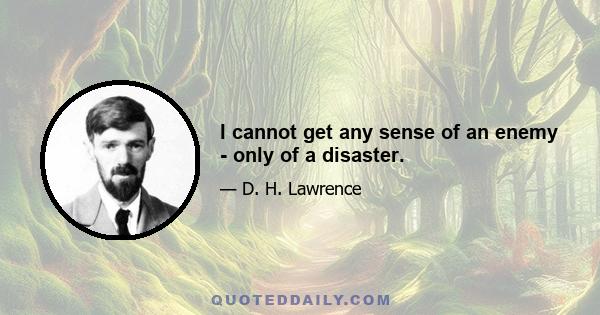 I cannot get any sense of an enemy - only of a disaster.