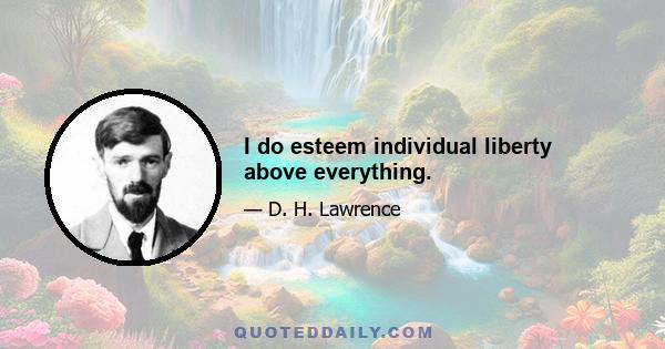 I do esteem individual liberty above everything.