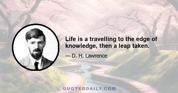 Life is a travelling to the edge of knowledge, then a leap taken.