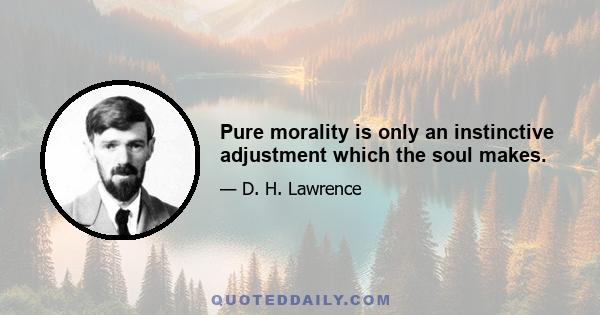 Pure morality is only an instinctive adjustment which the soul makes.